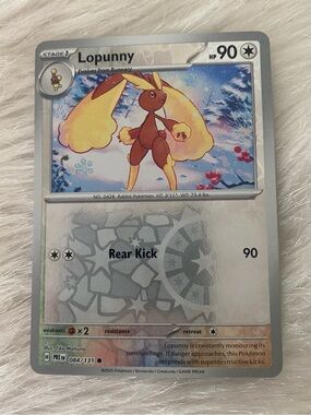 Lopunny Reverse Holo Pokémon Card Prismatic Evolutions 084/131